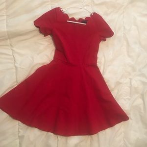 Red heart scallop swing dress